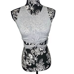 Forever 21 Twist Front Cutout Crop Tank Top Gray Sleeveless Casual Y2K Summer